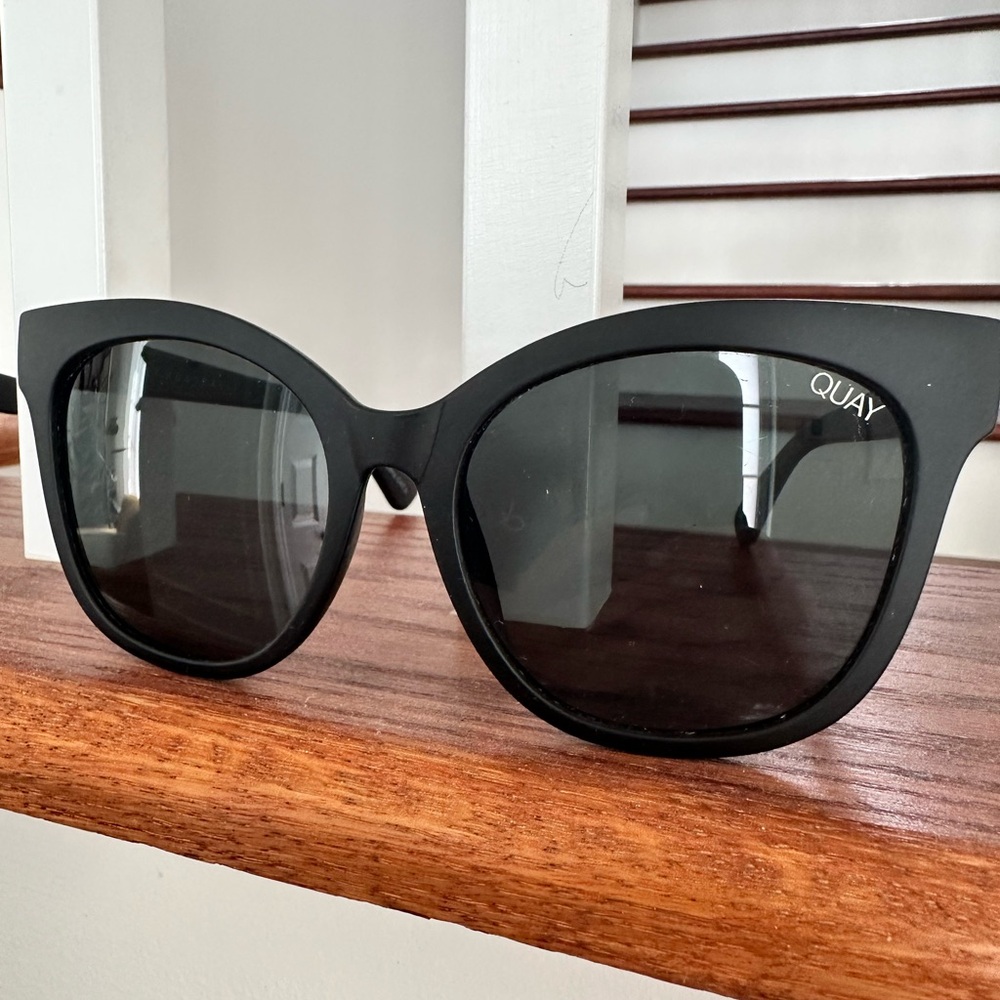 Quay Australia Black Matte Cat-Eye Sunglasses